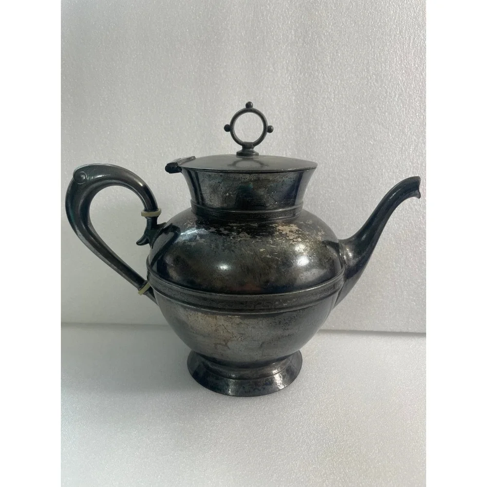 Antique EG Webster & Bro Quadruple Plate Silver Teapot Victorian Patina 35 NY